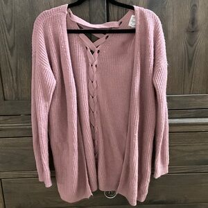 Hippie Rose Pink Open-Front Cardigan